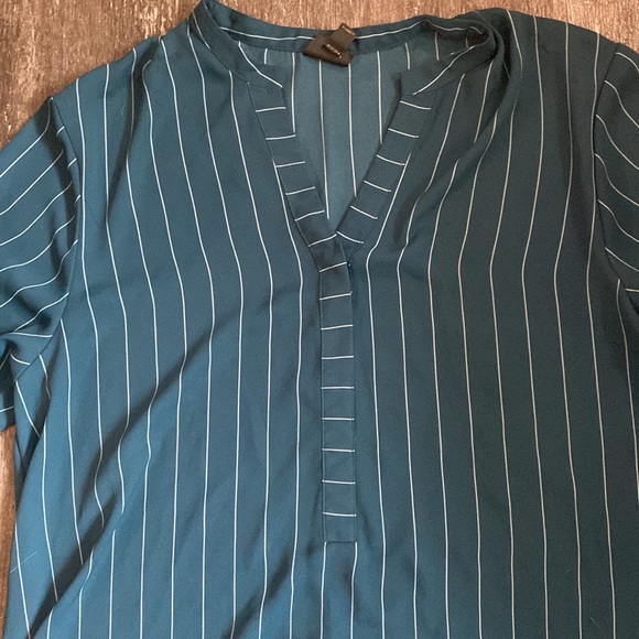 Teal and white striped women’s size large too by worthington - Picture 2 of 9